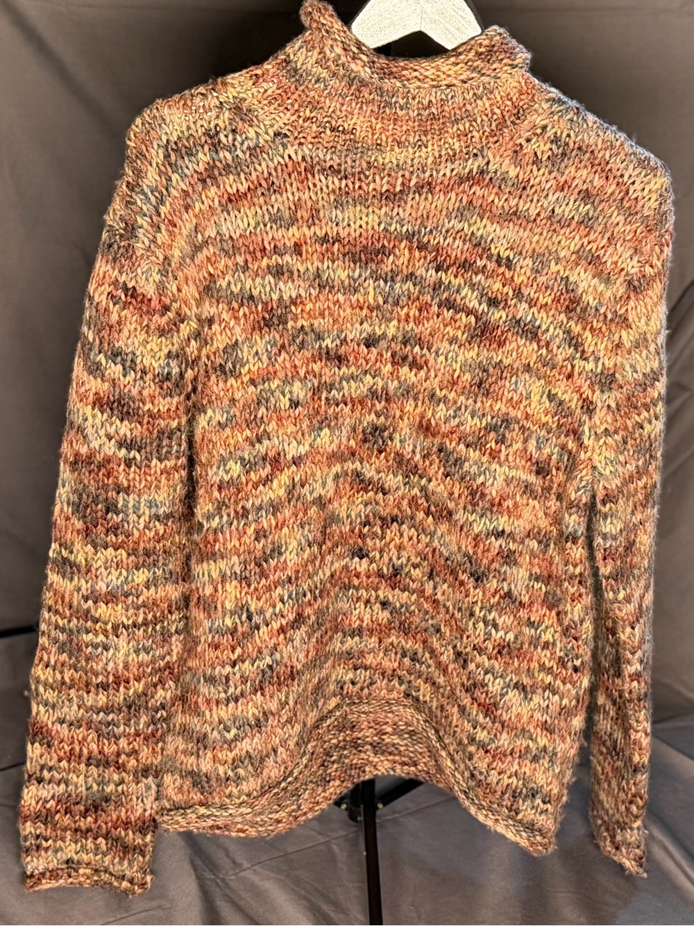 Columbia Multicolor Wool Blend Knit Turtleneck Sweater - Brown, Cream, Rust